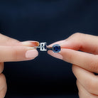 3 CT Cushion Cut Created Blue Sapphire Solitaire Stud Earring Lab Created Blue Sapphire - ( AAAA ) - Quality - Rosec Jewels