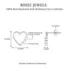 Three Stone Diamond Gold Heart Stud Earring for Women Diamond - ( HI-SI ) - Color and Clarity - Rosec Jewels