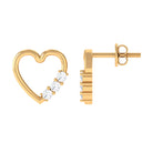 Three Stone Diamond Gold Heart Stud Earring for Women Diamond - ( HI-SI ) - Color and Clarity - Rosec Jewels