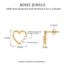 Three Stone Diamond Gold Heart Stud Earring for Women Diamond - ( HI-SI ) - Color and Clarity - Rosec Jewels