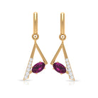 0.75 CT Rhodolite and Diamond Geometric Dangle Earrings Rhodolite - ( AAA ) - Quality - Rosec Jewels