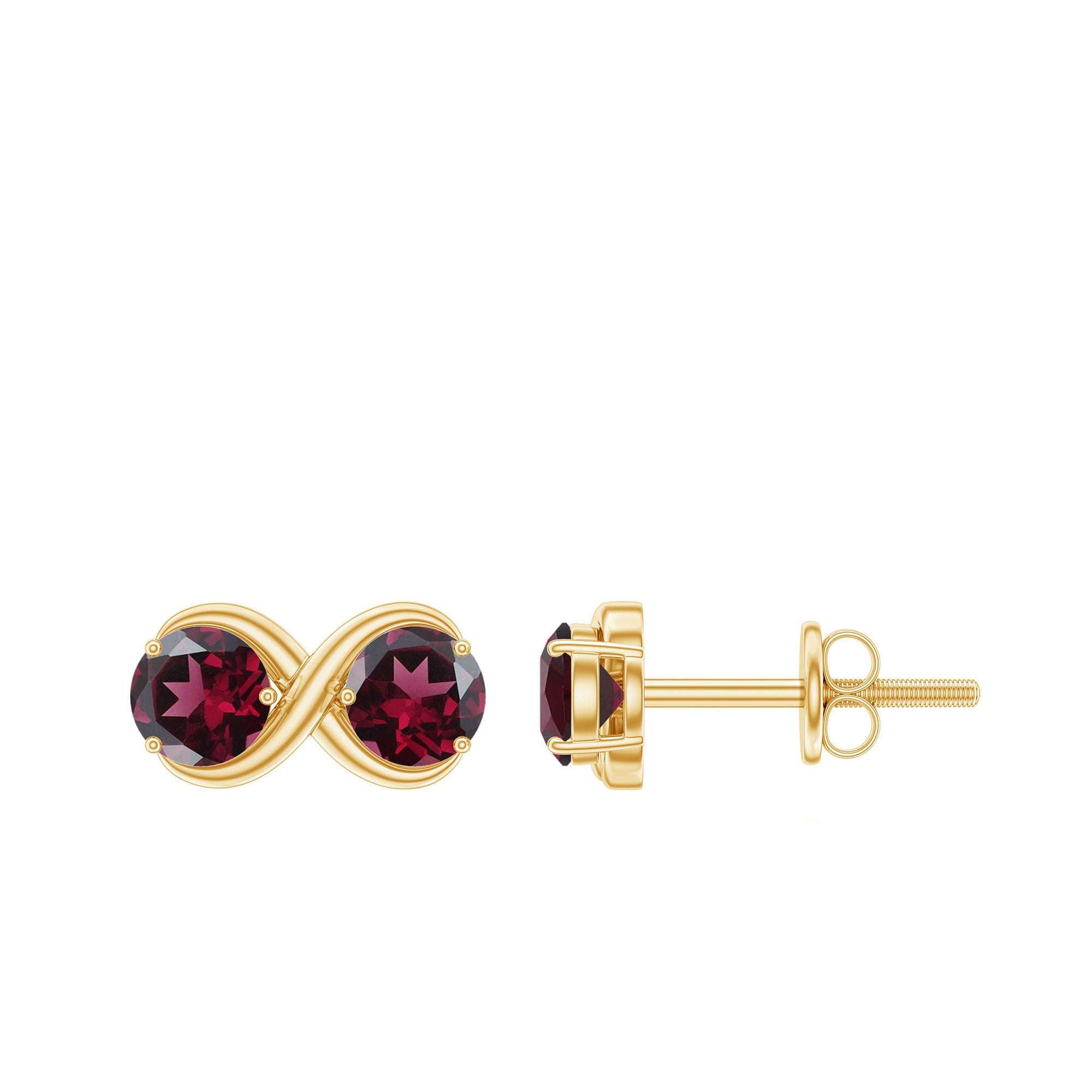 1.50 CT Simple Rhodolite Two Stone Infinity Stud Earrings Rhodolite - ( AAA ) - Quality - Rosec Jewels