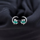 1/2 CT Emerald and Diamond Animal Stud Earrings with Screw Back Emerald - ( AAA ) - Quality - Rosec Jewels