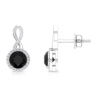 Lab Grown Black Diamond Minimal Infinity Stud Earrings with Diamond Lab Created Black Diamond - ( AAAA ) - Quality - Rosec Jewels