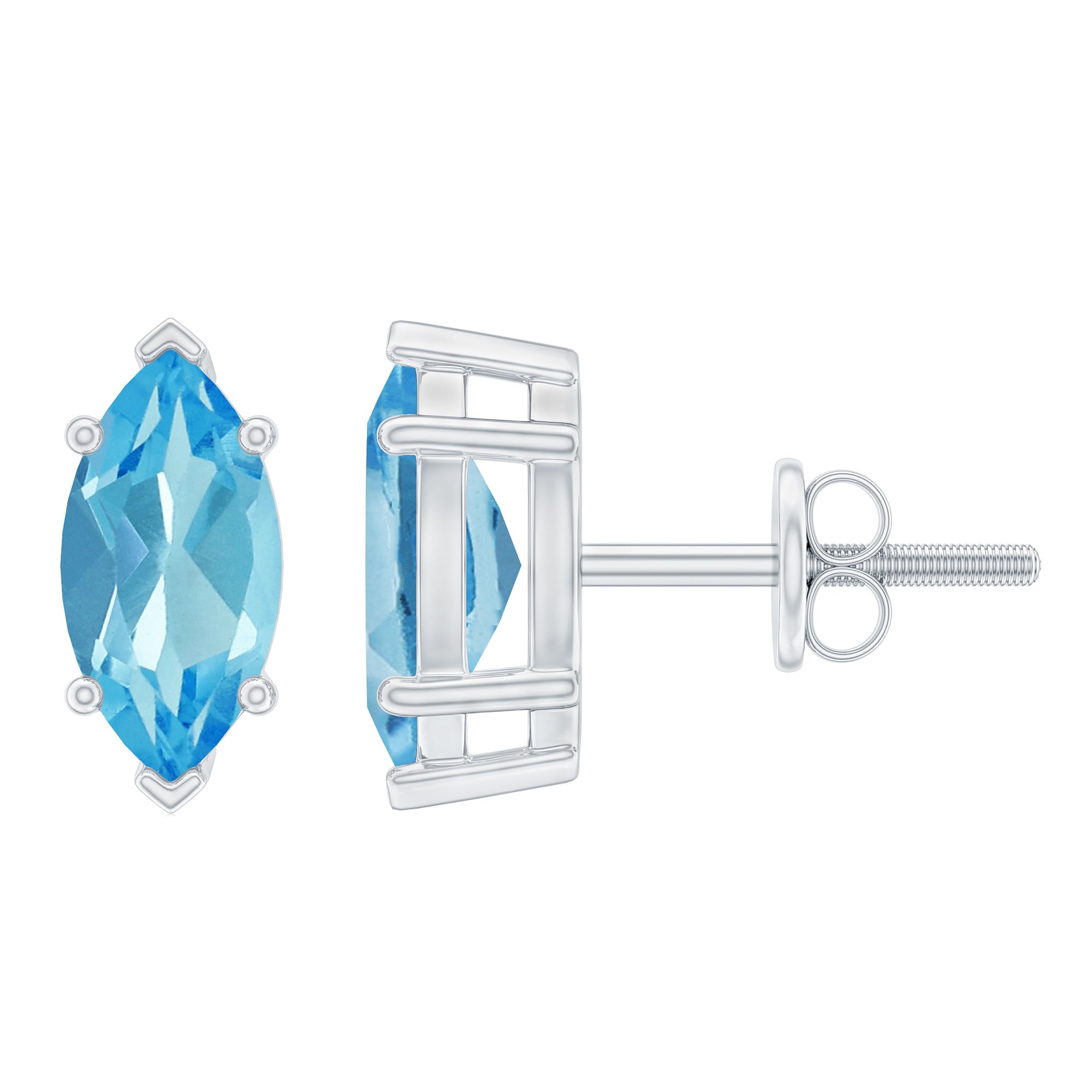 Marquise Cut Swiss Blue Topaz Solitaire Stud Earrings Swiss Blue Topaz - ( AAA ) - Quality - Rosec Jewels