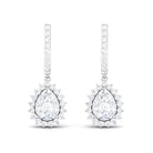 4 CT Certified Zircon Teardrop Bridal Hoop Drop Earrings Zircon - ( AAAA ) - Quality - Rosec Jewels