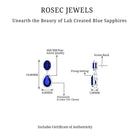 5.5 CT Classic Created Blue Sapphire Dangle Earrings with Moissanite Lab Created Blue Sapphire - ( AAAA ) - Quality - Rosec Jewels