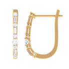 Baguette and Round Cut Diamond J Hoop Earrings Diamond - ( HI-SI ) - Color and Clarity - Rosec Jewels