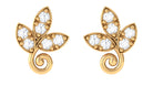 Rosec Jewels-Leaf Stud Earrings with Natural Diamond