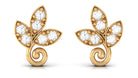 Rosec Jewels-Leaf Stud Earrings with Natural Diamond