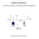 Oval Created Blue Sapphire and Zircon Drop Earrings with Lever Back Lab Created Blue Sapphire - ( AAAA ) - Quality - Rosec Jewels