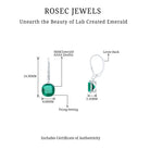 Cushion Cut Solitaire Created Emerald Drop Earrings in Silver Lab Created Emerald - ( AAAA ) - Quality 92.5 Sterling Silver - Rosec Jewels