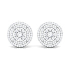 1 CT Floral Inspired Diamond Double Halo Stud Earrings Diamond - ( HI-SI ) - Color and Clarity - Rosec Jewels