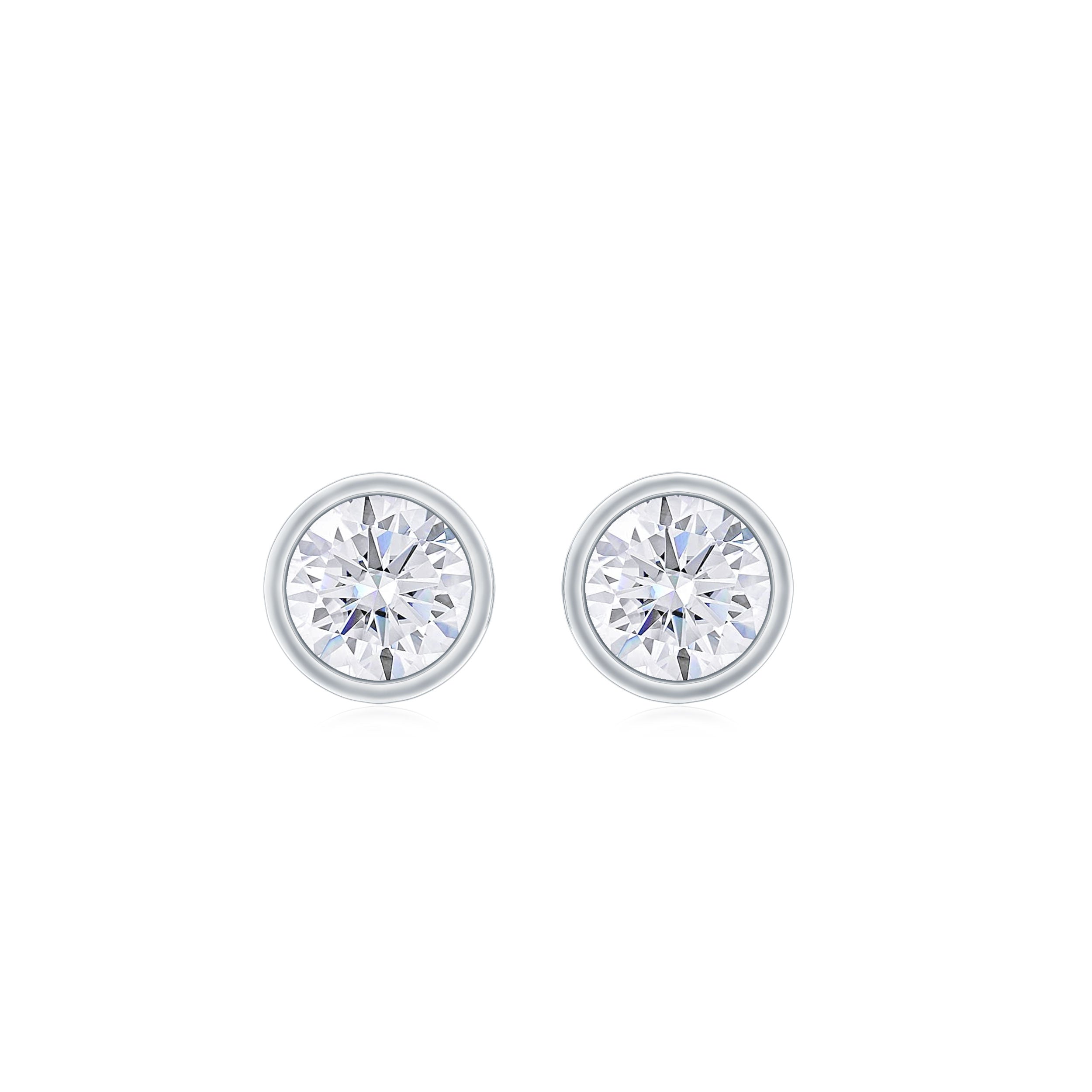 1/4 CT Solitaire Stud Earrings with Bezel Set Moissanite Moissanite - ( D-VS1 ) - Color and Clarity - Rosec Jewels