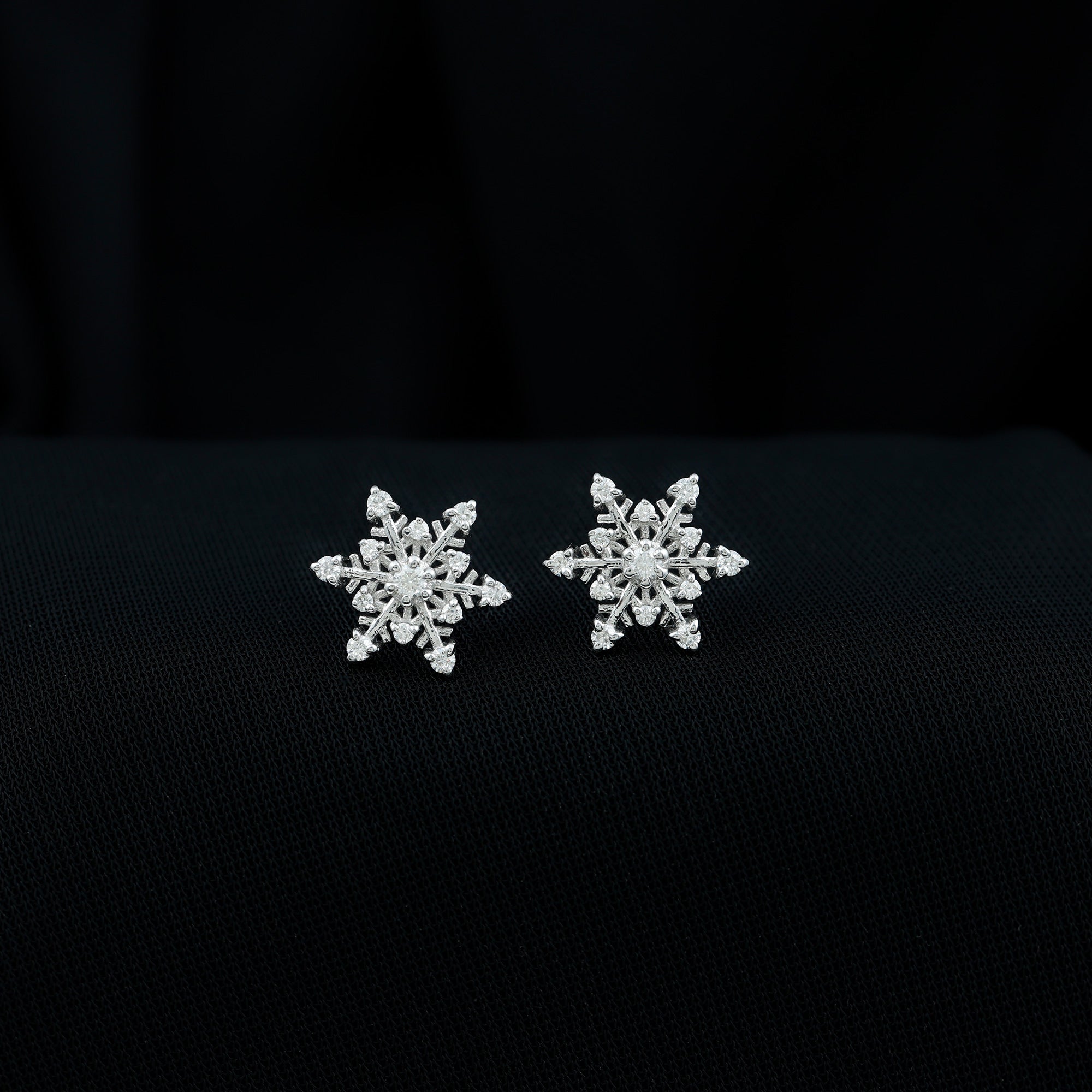 0.75 CT Certified Moissanite Snowflake Stud Earrings in Silver Moissanite - ( D-VS1 ) - Color and Clarity 92.5 Sterling Silver - Rosec Jewels