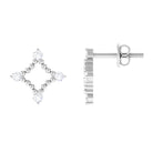 Natural Diamond Contemporary Stud Earring with Beaded Diamond - ( HI-SI ) - Color and Clarity - Rosec Jewels