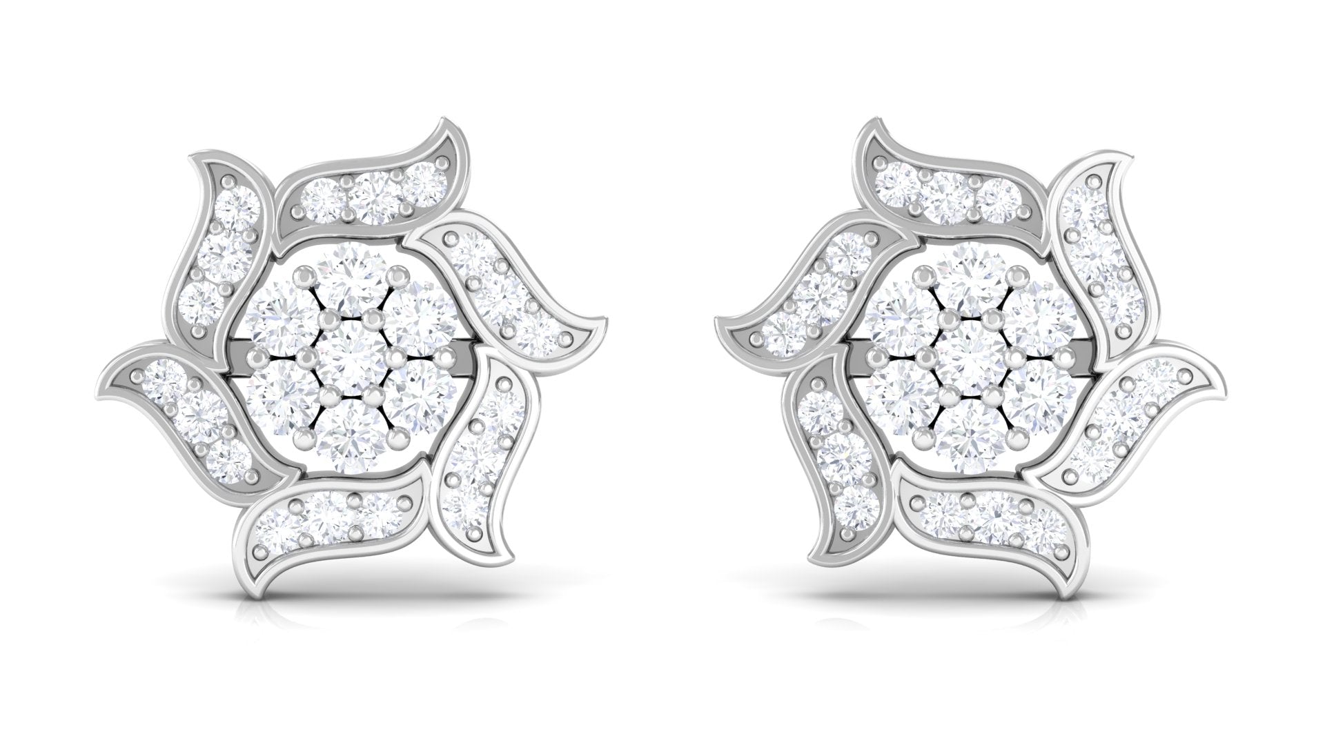 Rosec Jewels-Nature Inspired Diamond Flower Stud Earrings