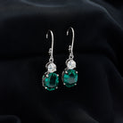 Lab Grown Emerald Oval Drop Earrings With Moissanite Lab Created Emerald - ( AAAA ) - Quality - Rosec Jewels