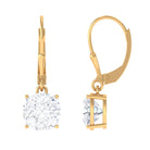 Cushion Cut Cubic Zirconia Solitaire Drop Earrings Zircon - ( AAAA ) - Quality - Rosec Jewels