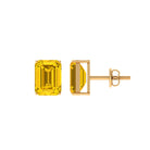 Emerald Cut Created Yellow Sapphire Solitaire Stud Earrings Lab Created Yellow Sapphire - ( AAAA ) - Quality - Rosec Jewels