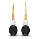 Oval Created Black Diamond Drop Earrings with Moissanite Lab Created Black Diamond - ( AAAA ) - Quality - Rosec Jewels