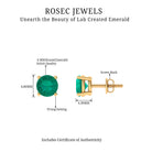 Round Shape Lab Grown Emerald Solitaire Stud Earrings Lab Created Emerald - ( AAAA ) - Quality - Rosec Jewels