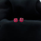 6 MM Round Cut Solitaire Lab Created Ruby Silver Stud Earring for women - Rosec Jewels