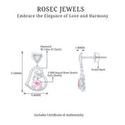 3/4 CT Rose Quartz and Diamond Heart Drop Earrings Rose Quartz - ( AAA ) - Quality - Rosec Jewels