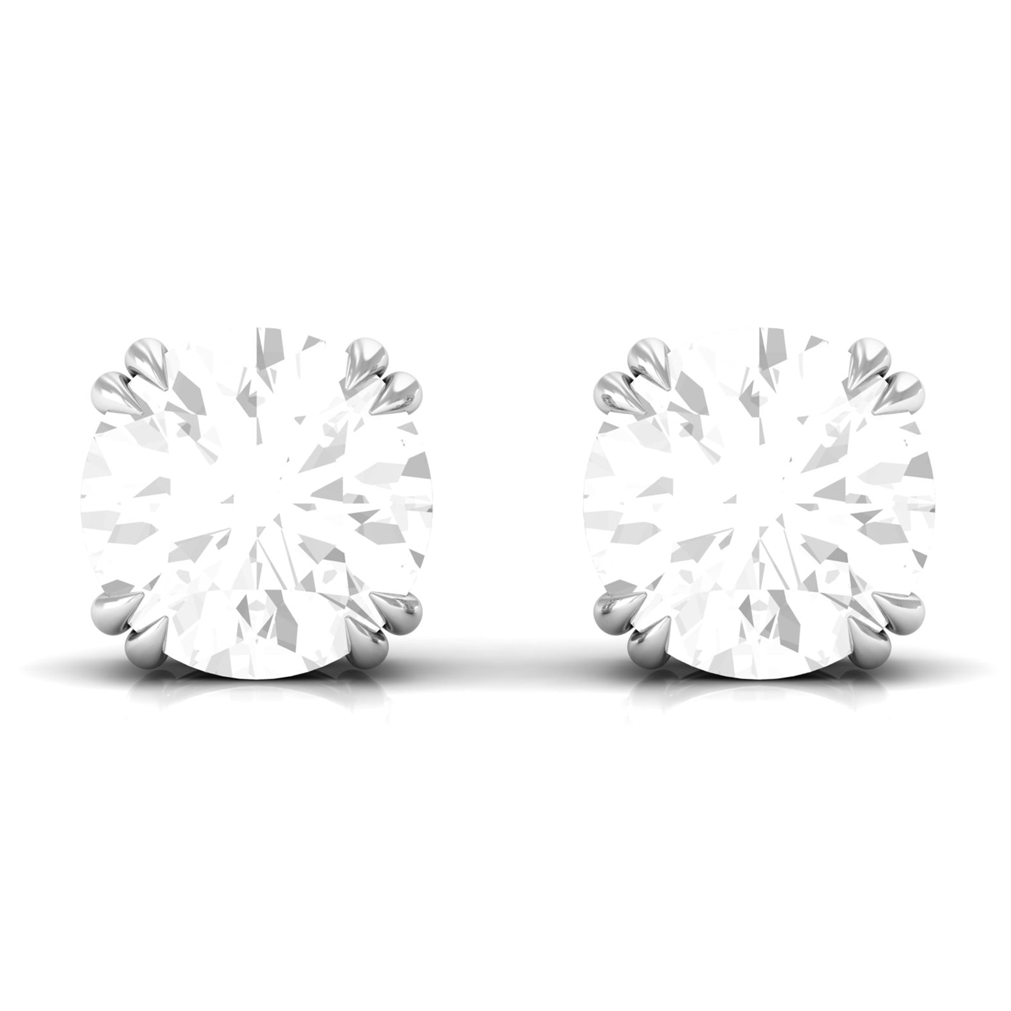 White Topaz Solitaire Stud Earrings White Topaz - ( AAA ) - Quality - Rosec Jewels