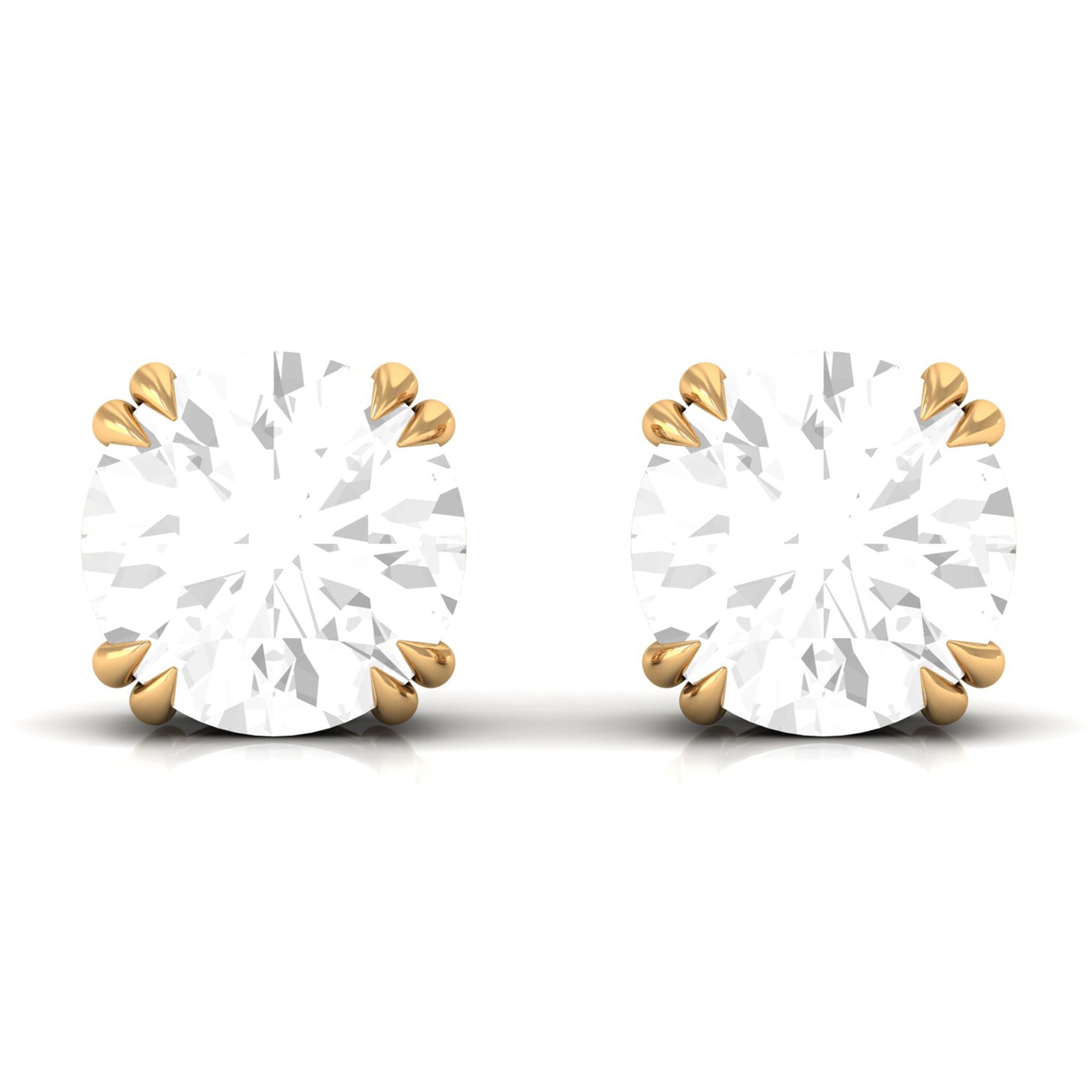 White Topaz Solitaire Stud Earrings White Topaz - ( AAA ) - Quality - Rosec Jewels