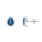 1.75 CT Classic Pear Cut London Blue Topaz and Diamond Stud Earrings London Blue Topaz - ( AAA ) - Quality - Rosec Jewels