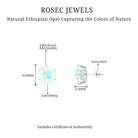 8 MM Genuine Round Ethiopian Opal Solitaire Silver Stud Earrings in 6 Claw Setting Ethiopian Opal - ( AAA ) - Quality 92.5 Sterling Silver - Rosec Jewels