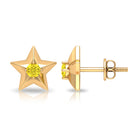 Star Stud Earrings with Yellow Sapphire Yellow Sapphire - ( AAA ) - Quality - Rosec Jewels