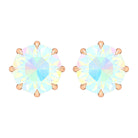 Round Shape Ethiopian Opal Solitaire Stud Earrings in 8 Claw Prong Setting Ethiopian Opal - ( AAA ) - Quality - Rosec Jewels