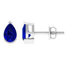 Pear Cut Lab Grown Blue Sapphire Solitaire Stud Earrings Lab Created Blue Sapphire - ( AAAA ) - Quality - Rosec Jewels