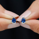 Pear Cut Lab Grown Blue Sapphire Solitaire Stud Earrings Lab Created Blue Sapphire - ( AAAA ) - Quality - Rosec Jewels