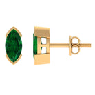 Marquise Cut Lab Grown Emerald Solitaire Stud Earrings Lab Created Emerald - ( AAAA ) - Quality - Rosec Jewels