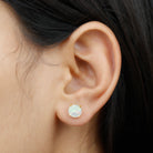 8 MM Simple Round Cut Ethiopian Opal Solitaire Stud Earrings Ethiopian Opal - ( AAA ) - Quality - Rosec Jewels