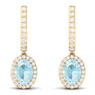 Oval Sky Blue Topaz Classic Hoop Drop Earrings with Diamond Accent Sky Blue Topaz - ( AAA ) - Quality - Rosec Jewels