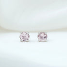 5 MM Morganite Solitaire Stud Earrings in 4 Prong Setting Morganite - ( AAA ) - Quality - Rosec Jewels