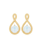 Round Moonstone Solitaire Infinity Stud Earrings Moonstone - ( AAA ) - Quality - Rosec Jewels