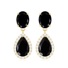 4.75 CT Lab Created Black Diamond Classic Teardrop Earrings with Diamond Halo Lab Created Black Diamond - ( AAAA ) - Quality - Rosec Jewels