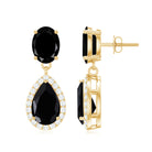 4.75 CT Lab Created Black Diamond Classic Teardrop Earrings with Diamond Halo Lab Created Black Diamond - ( AAAA ) - Quality - Rosec Jewels