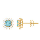 1 CT Sky Blue Topaz and Diamond Classic Halo Stud Earrings Sky Blue Topaz - ( AAA ) - Quality - Rosec Jewels