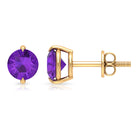 5X5 MM Amethyst Solitaire Stud Earrings for Women Amethyst - ( AAA ) - Quality - Rosec Jewels