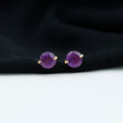 5X5 MM Amethyst Solitaire Stud Earrings for Women Amethyst - ( AAA ) - Quality - Rosec Jewels