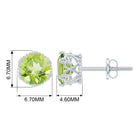 6 MM Peridot Solitaire Crown Stud Earrings Peridot - ( AAA ) - Quality - Rosec Jewels