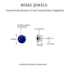 2 CT Created Blue Sapphire Solitaire Gold Crown Stud Earrings Lab Created Blue Sapphire - ( AAAA ) - Quality - Rosec Jewels