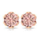 6 MM Morganite Solitaire Stud Earrings in Lotus Basket Setting Morganite - ( AAA ) - Quality - Rosec Jewels