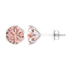 6 MM Morganite Solitaire Stud Earrings in Lotus Basket Setting Morganite - ( AAA ) - Quality - Rosec Jewels